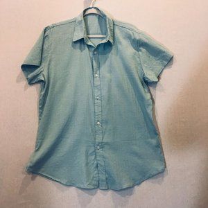 Men's Button Down Shirt  Short  Sleeve sage green  Size m NEW